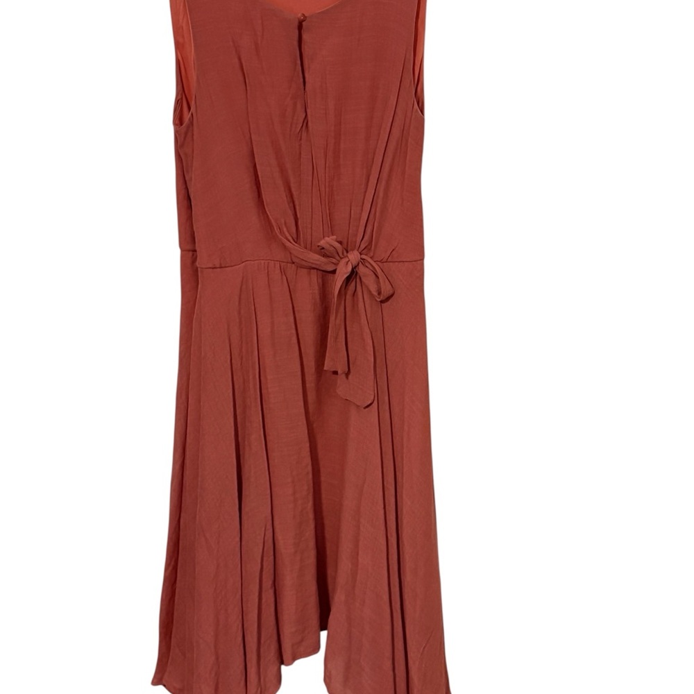 Women’s AUW Rust Midi Dress with Tie Waist - Picture 1 of 5